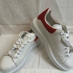 Alexander McQueen White and Red Leather Sneakers